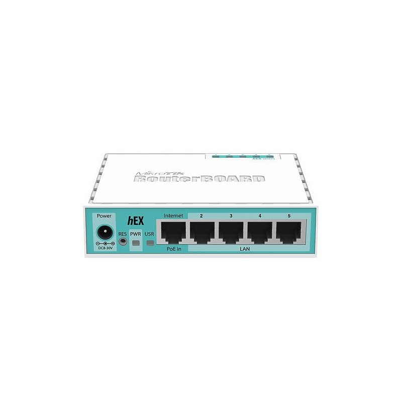 MikroTik RB750GR3 Built-in Ethernet Connector Turquoise - White Cable Router