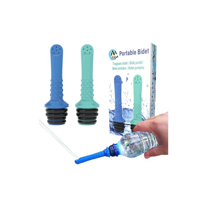 Portable Travel Bidet Sprayer, 10cm Length, Blue and Mint Green,