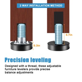 4 Set 1/4" Thread Furniture Feet Levelers, Adjustable Table Leg Screws, Height Adjuster Leveler with T-Nut for Tables,Cabinets,Chairs (1/4''-with T-Nut-4 PCS)