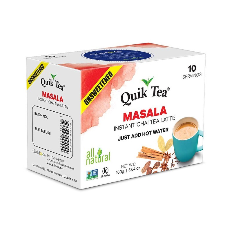 QuikTea 4 Flavors Unsweetened Variety Pack, Cardamom/Masala/Ginger/Lemongrass, 40 Oz