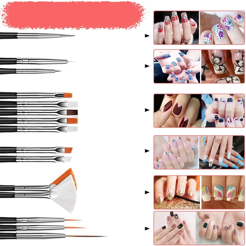 Nail Art Kit Professional Brush Decoration Thread Stamping Sticker Nail