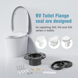 RV Toilet Flange Seal Kit, RV Toilet Seal Replacement Compatible with RV 300/310/320 Toilets, Replacement for 385345892 Flange, 385311652 Base Seal, 385311658 Flush Ball Seal