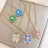 Dainty Clover Flower Pendant Necklace for Women Surgical Stainless Steel