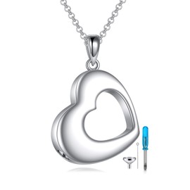 POPLYKE Heart Urn Necklace for Ashes Cremation Jewelry for Women Heart Ashes Necklace for Men 18+4 Inches