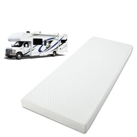 IDEALHOUSE 2024 New RV Mattress Three Queen, 4 Inch Memory Foam Mattress Topper with Bamboo Cover, Removable, Medium-Firm, for Travel Camper Trailer Truck (48" x 75", 4 Inch)