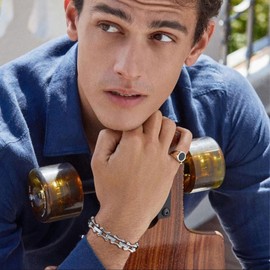 VNOX Men's Stainless Steel Silver Bracelet: Gift for Him Bracelets Link Bracelet Black Gold 19 cm 21 cm 23 cm Gift for Dad Men Husband Son Bracelet for Brother Father's Day Birthday, Stainless Steel