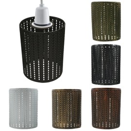 DC Voltage Vintage Drum Metal Wire Cage Lamp Shade Industrial Metal Cage Light DIY Ceiling Pendant Lights for Dining Room Bedroom Loft Hallway (Rustic Red)