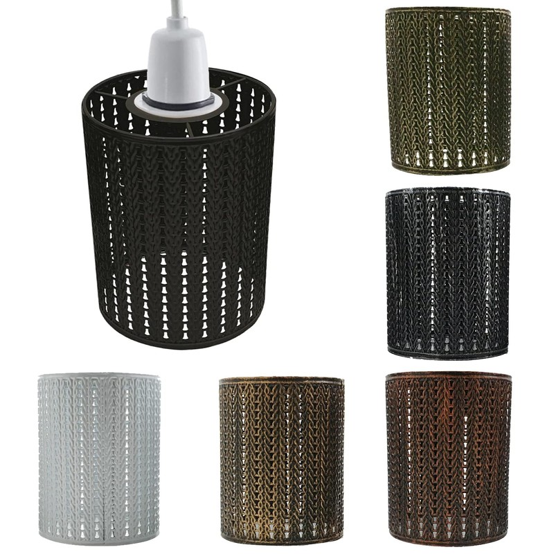 DC Voltage Vintage Drum Metal Wire Cage Lamp Shade Industrial
