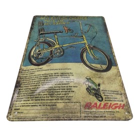 Retro Oldtimer Bicycle Tin Sign Suitable for Raleigh Chopper Bonanza Fans - Vintage Advertising Sign, Garages, Workshop Decorative Sign, Embossed, 30 x 20 cm