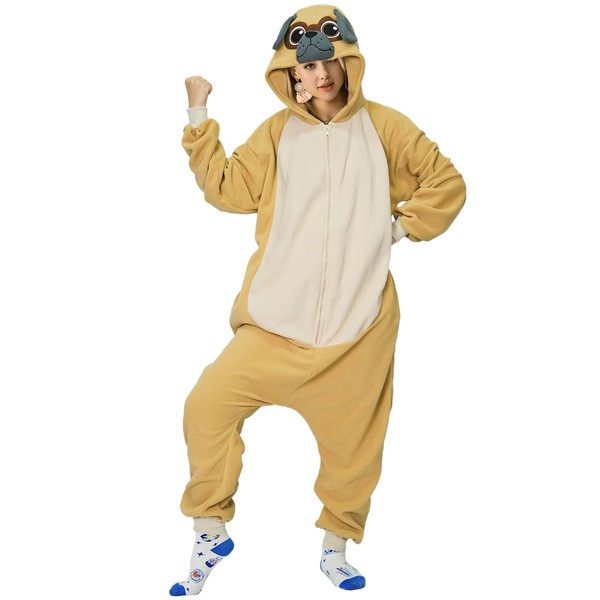 BWVQNO Dog Costume Adult, Pug Onesie for Women, Dog One