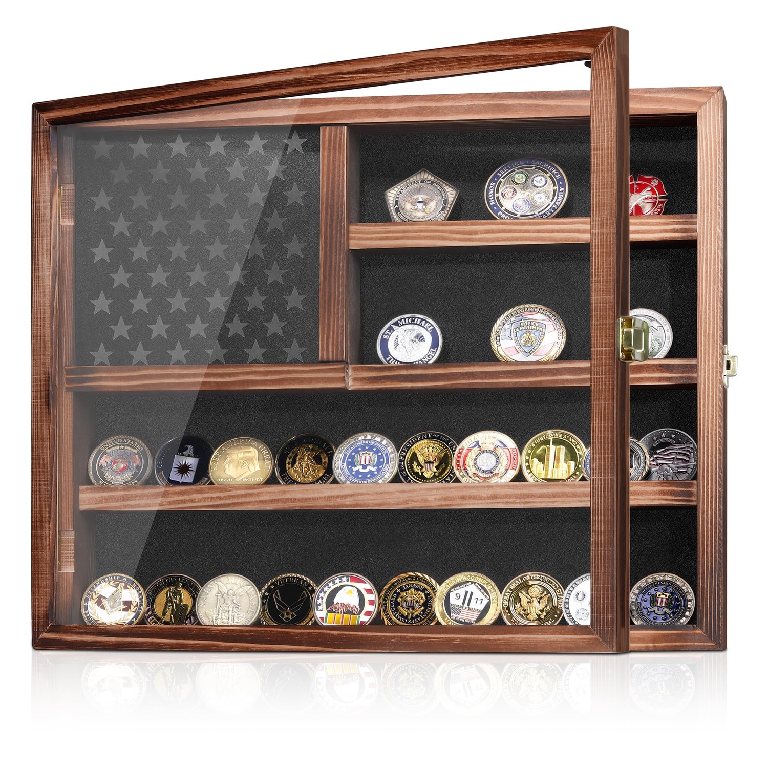 MOCAS Challenge Coin Display Case, Lockable Military Coin Holder ...
