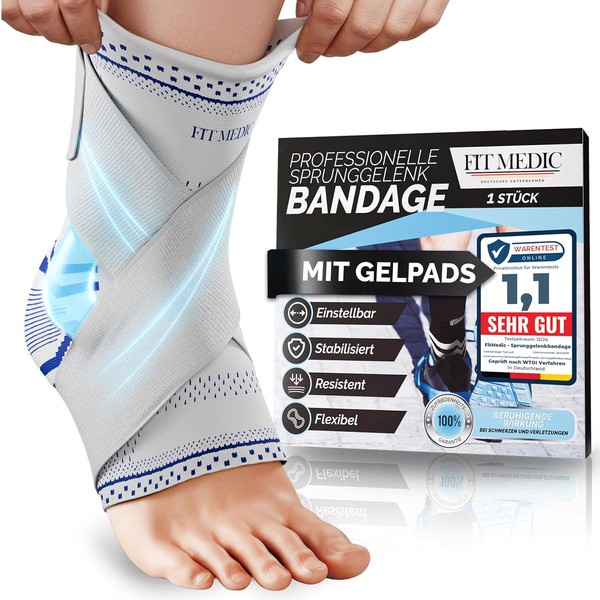 FIT MEDIC Premium Ankle Bandage with Gel Pad, Medical Foot