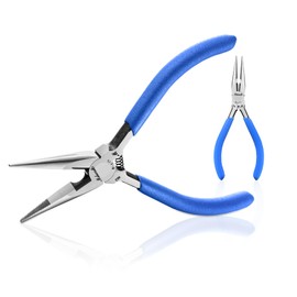 Needle Nose Pliers Set, mshandto 5" Long Nose Pliers for Wire Bending, 2 Pack High Carbon Steel Nose Pliers, Serrated Jaw Pliers for Jewelry Making, Electronics Repair, Object Grasping, Craft Making
