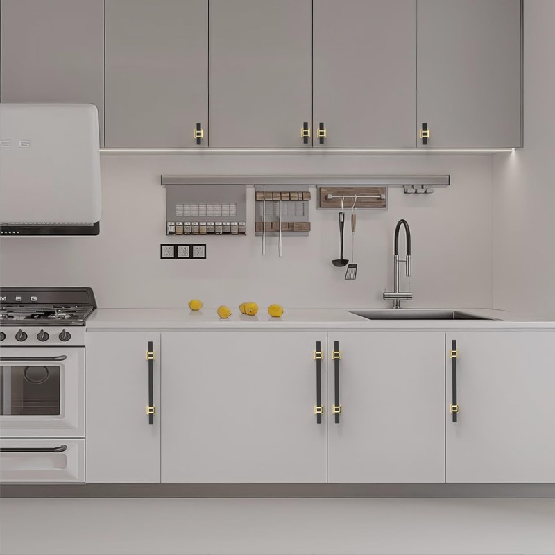 ROMATEE 10 Pack 5 Inch(128mm) Cabinet Pull Black and Gold