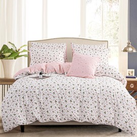 BUPIRD Duvet Cover Twin Floral 100% Brushed Microfiber 3 Pieces Fresh Chic Garden Style Pink Botanical Flower Printed Pattern Twin Floral Duvet Cover with Zipper Closure (Floral, Twin)