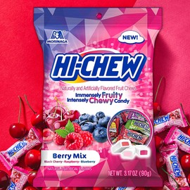 Sweetzo - Berry Mix Candy Chews Individually Wrapped Fruity Flavored Soft Candies, Sharable Bite Size Treats, On the Go Bags, Pack of 3