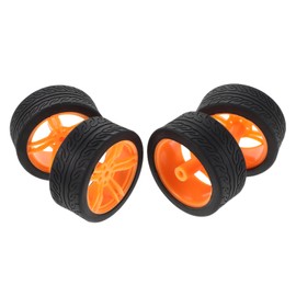 Kisangel 4PCS Rubber Tires for Model Cars Enhance Stability Performance DIY Science Projects for Educational Use Grip Wear Resistant Wheels Orange