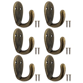 Fuxxer® 6 x Antique Coat and Towel Hooks Vintage Brass Oval