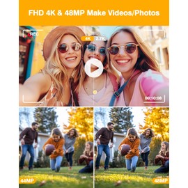 Digital Camera, 4K Dual Camera Auto Focus Portable Compact Camera with 32G SD Card, FHD 48MP with 2.8 Inch Large Screen, 16X Digital Zoom Photo Camera for Children, Teenagers, Beginners, White