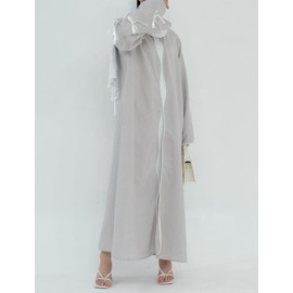 Abaya Dress for Women Muslim Open Front Cardigan Pearl Bowknot Robe Arabs Kaftan Long Sleeve Maxi Prayer Dresses Dubai Morocco Muslim Clothes For Women Eid Traditional Arabic Abayas Gray S