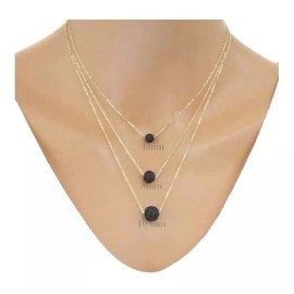 Deluxe Collar 3 En 1 Piedra Volcánica Aceite Relajante Joyería