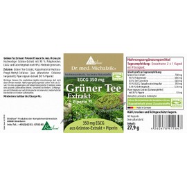 Green Tea Extract 700 mg, with EGCG 350 mg, with 98% Polyphenols (686 mg) Dr. Michalzik - No Additives - by BIOTIKON®