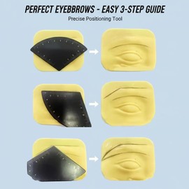 Herramienta de mapeo de cejas, kit 3 piezas, plantillas cejas metal con regla para dar forma perfecta, plantillas arco abanico triangular para diseño simétricas