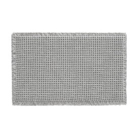 Poowe Upgraded Waffle Bath Rugs, Super Absorbent Non Slip Bath Mat for Bathroom Floor, Machine Washable Bathroom Rugs with Tassels, Rubber Backed Bathroom Mats, Ultra Soft, 18" x 30"-Grey