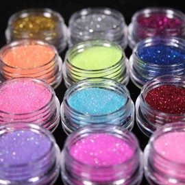 Renexxt 12 Mix Color Random Nail Art Acrylic Glitter Dust Powder