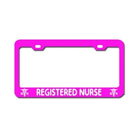 General Tag Registered Nurse Pink License Plate Frame Auto Cover Car Aluminum