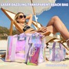 2 Pcs Beach Tote Bag Set, Waterproof Iridescent Bags Large