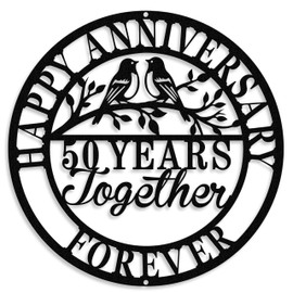 50th Wedding Anniversary Metal Sign Golden Anniversary Sign Gift for Couple Parents Wall Decor Anniversary Decoration Gift for 50 Years Together (50TH)