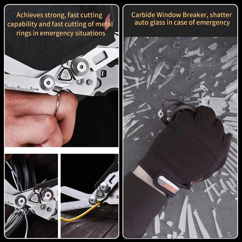 Elegital Emergency Response Shears, Stainless Steel Foldable Scissors Pliers, Outdoor