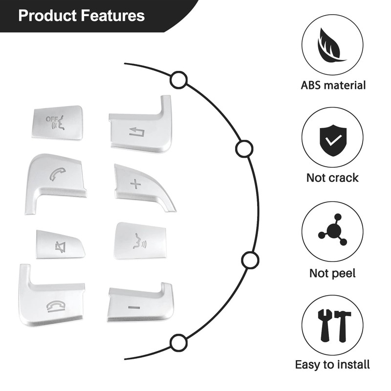 Liseng Pack of 12 Car Styling Steering Wheel Buttons Covers