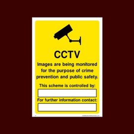 CCTV images are being monitored for the purpose of crime prevention Plastic Sign with 4 Pre-Drilled Holes (S5) - CCTV, Security, Warning, Alarmed, Surveillance, Camera, Dogs, Premises