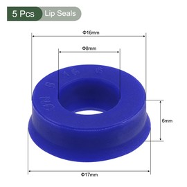 YOKIVE 5 Pcs UN Radial Shaft Seals, Industry PU Oil Seals for Hydraulic Cylinders (Blue, 8-mm ID x 16-mm OD 6-mm Width)