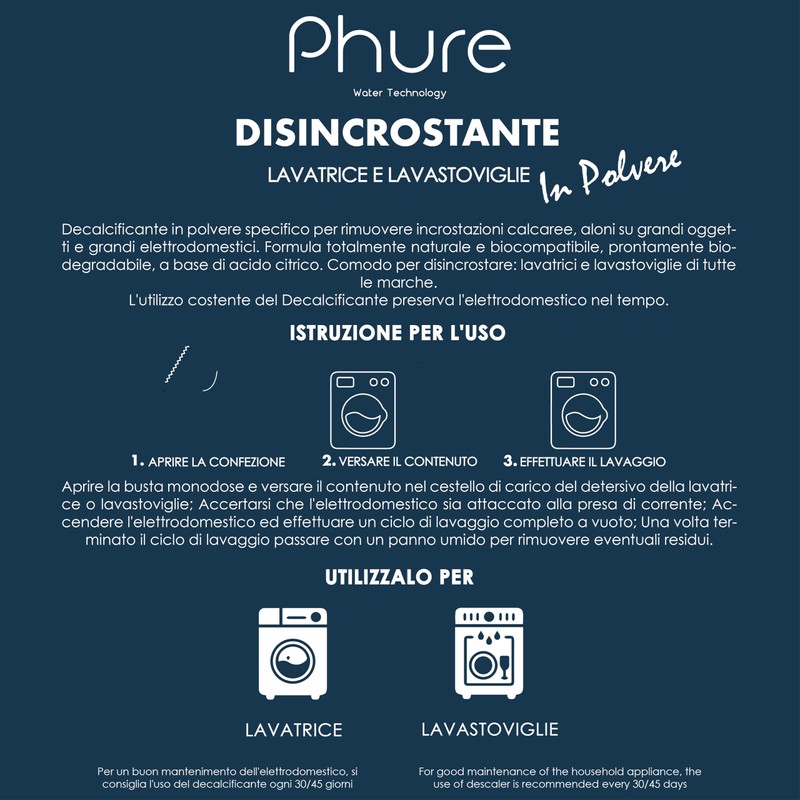 PHURE Powder Descaler for Washing Machine, Dishwasher and Large Appliances,