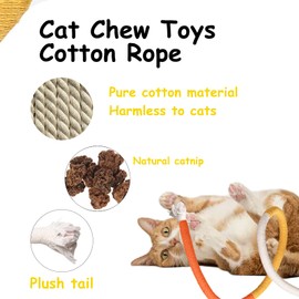 Cotton Cat Chew Toy for Teeth Cleaning, Catnip Rope Toys for Indoor Cats,Nibbling Exercise, Interactive Cat Nip Teething Toys for Cats Kittens, 3 Pack