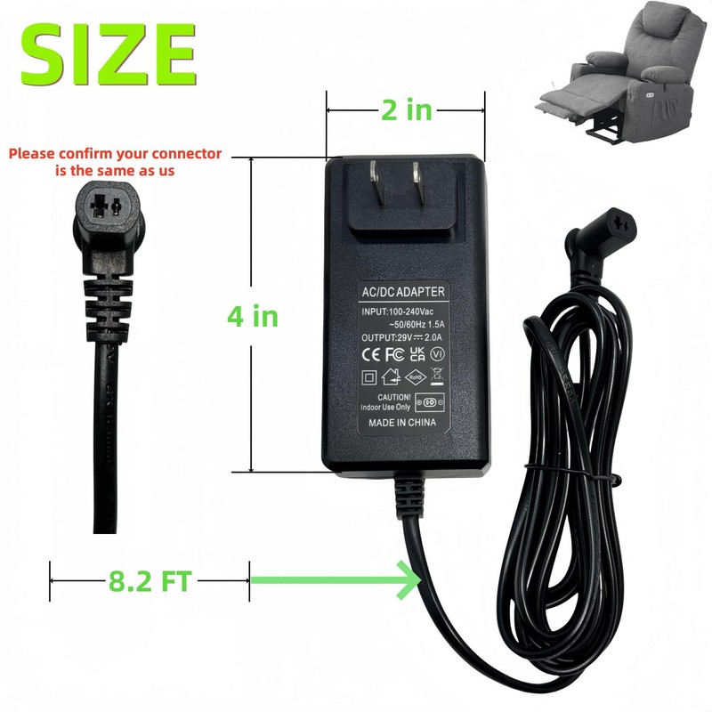 29V2A wall mounted plug-in recliner power supply, universal power supply