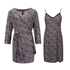 2 Piece Robe and Chemise Travel Sleep Set Brown