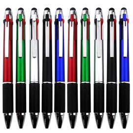MiSiBao 4-Color Ballpoint Pen Multi Colored Pens in One Stylus Pens for Touch Screens Pens Medium Point(1.0mm) (10-Count)