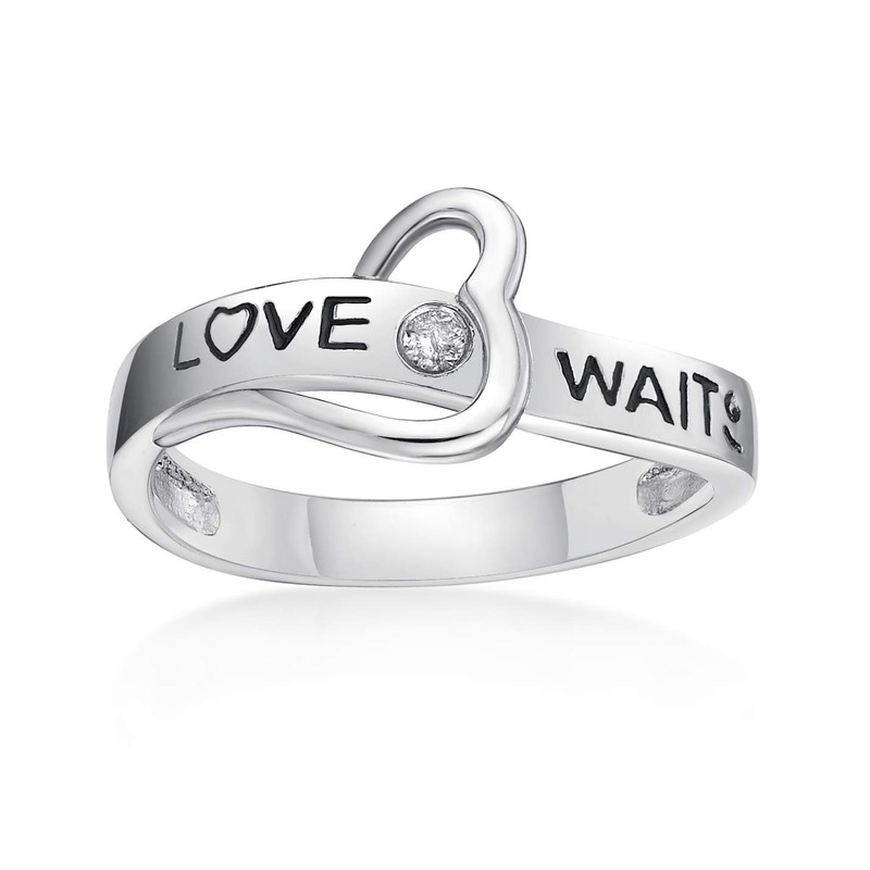 Lavari Jewelers Love Waits Purity Ring with Heart and .03