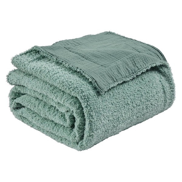 EMME Muslin Cotton Fleece Twin Blanket Reversible - 60"*80" Teal