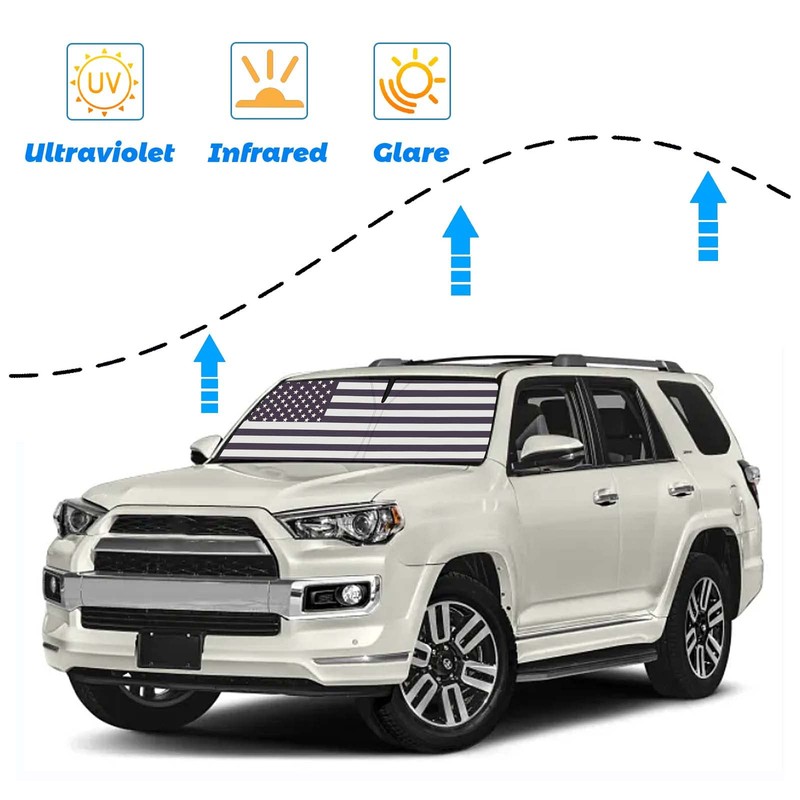 Moricere Upgrade Windshield Sun Shade with USA Flag for Toyota