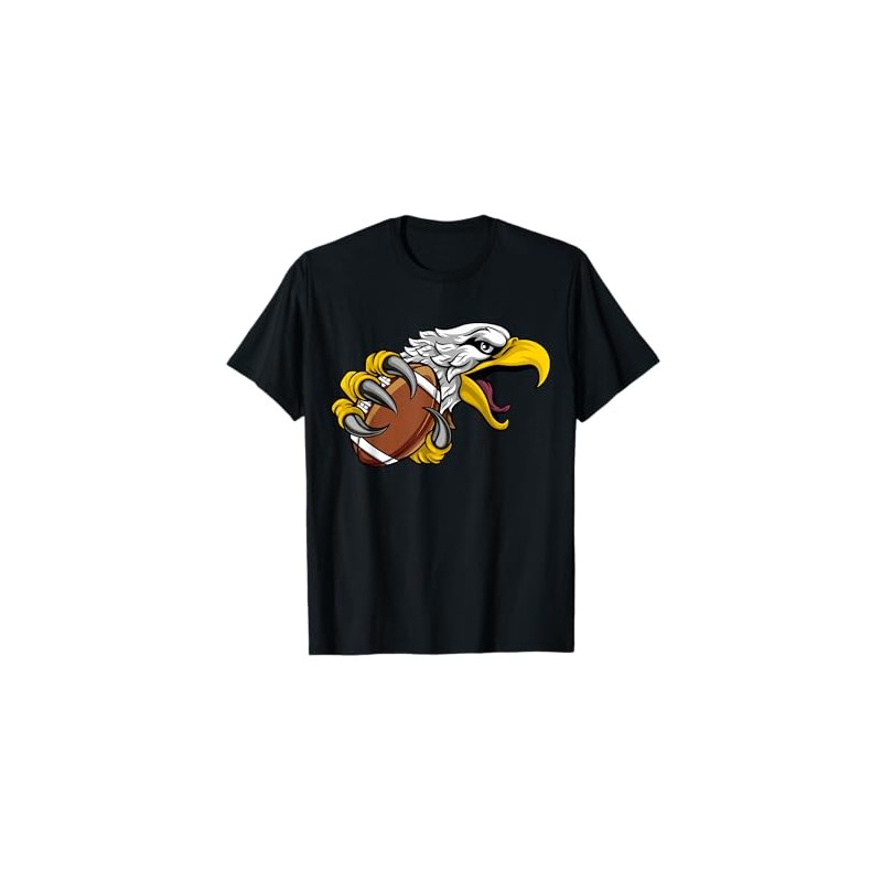 Eagle Hawk American Football Ball Cartoon Character T-Shirt