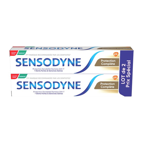 Sensodyne Zahnpasta Komplettschutz, für empfindliche Zähne, 24 h, 2 x 75 ml
