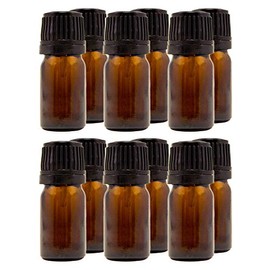 5 ml (1/6 fl oz) Amber Glass Bottle with Euro Dropper (12 Pack)