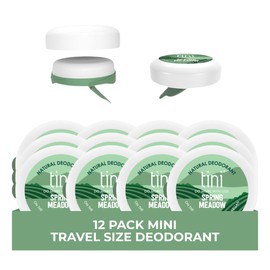 Tini Naturals Deodorant, Travel Size Aluminum Free Deodorant for Women & Men with Coconut Oil and Shea Butter, 0.4 oz Each (12 Pack), Spring Meadow Scent