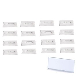 Pack of 16 Durable Name Badges, 30 x 70 mm Name Badges for Clothing Clip and Pin Integrated Plastic Name Plate for Business Cards Name Plate Case