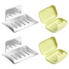 2-Piece Wall-Mounted Soap Holders, 2-Piece Portable Soap Dishes, Drain Soap